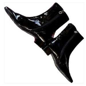 Ferragamo Steampunk Patent Leather Ankle Boots